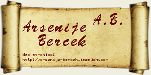 Arsenije Berček vizit kartica